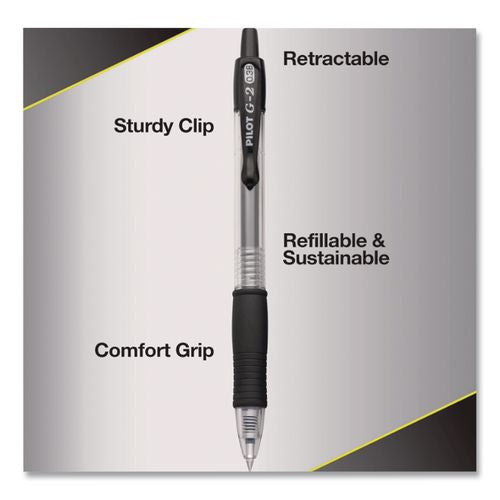 Image of Pilot® G23C5BLK G2 Premium Gel Pen, Retractable, Extra-Fine 0.38 mm, Black Ink, Clear/Black Barrel, 5/Pack