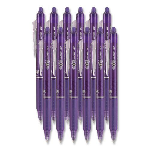 Image of Pilot® PIL31455 Frixion Clicker Erasable Gel Pen, Retractable, Fine 0.7 Mm, Purple Ink, Purple Barrel, Dozen