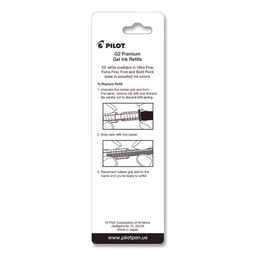 Image of Pilot® 77287 Refill For Pilot G2 Gel Ink Pens, Ultra-Fine Conical Tip, Black Ink, 2/pack