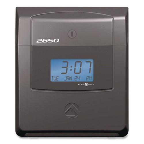 Image of Pyramid Technologies 2650 2650 Pro Auto Aligning Time Clock, Digital Display, Charcoal