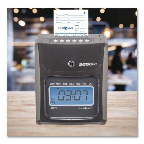 Image of Pyramid Technologies 2650 2650 Pro Auto Aligning Time Clock, Digital Display, Charcoal