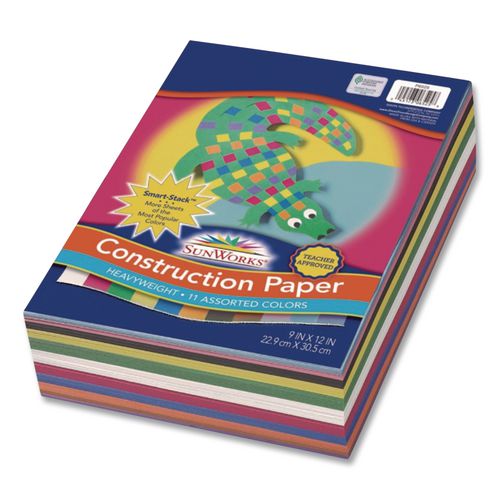 Image of Roselle PCON01500 Vibrant Art Heavyweight Construction Paper, 76 lb Text Weight, 9 x 12, Assorted Colors, 500/Pack