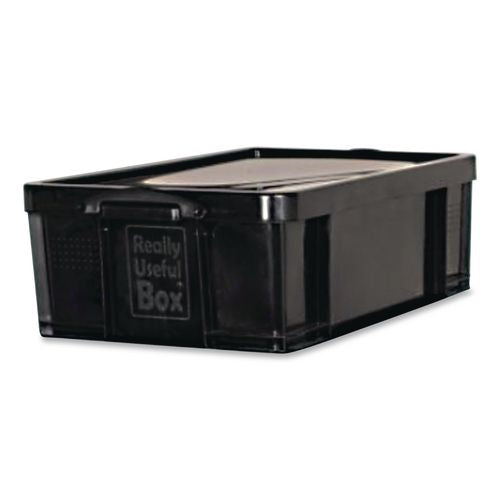 Image of Really Useful Box® 9BK-PK4 9.51 Qt. Latch Lid Storage Tote, 15.55" x 10.04" x 6.1", Solid Black