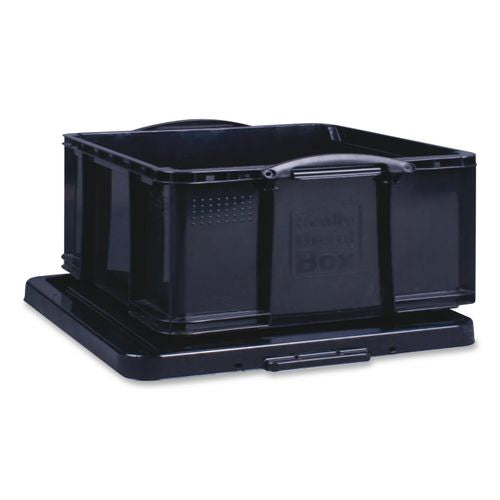 Image of Really Useful Box® 9BK-PK4 9.51 Qt. Latch Lid Storage Tote, 15.55" x 10.04" x 6.1", Solid Black