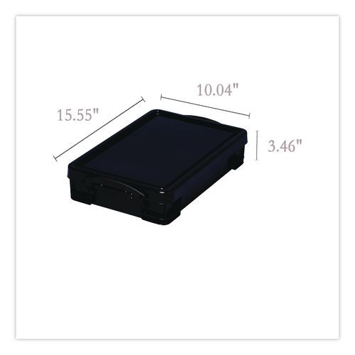 Image of Really Useful Box® 4BK-PK4 4.23 Qt. Latch Lid Storage Tote, 15.55" x 10.04" x 3.46", Solid Black