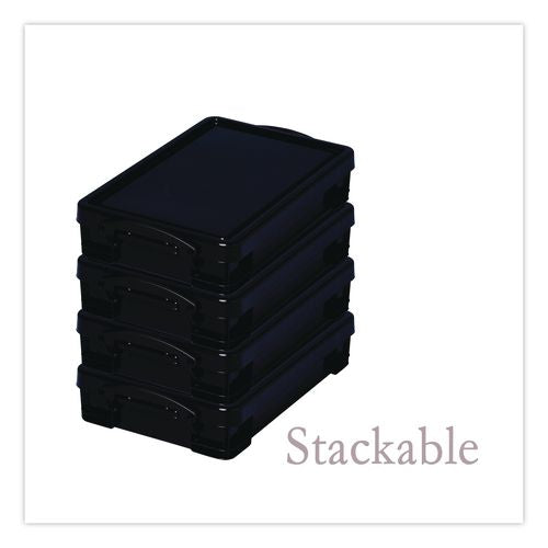 Image of Really Useful Box® 4BK-PK4 4.23 Qt. Latch Lid Storage Tote, 15.55" x 10.04" x 3.46", Solid Black