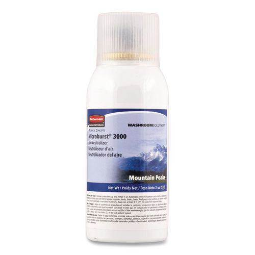 Image of Rubbermaid® Commercial FG4012571 Microburst 3000 Refill, Mountain Peaks, 2 Oz Aerosol Spray, 12/carton