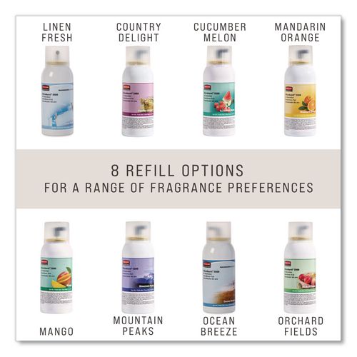 Image of Rubbermaid® Commercial FG4012571 Microburst 3000 Refill, Mountain Peaks, 2 Oz Aerosol Spray, 12/carton