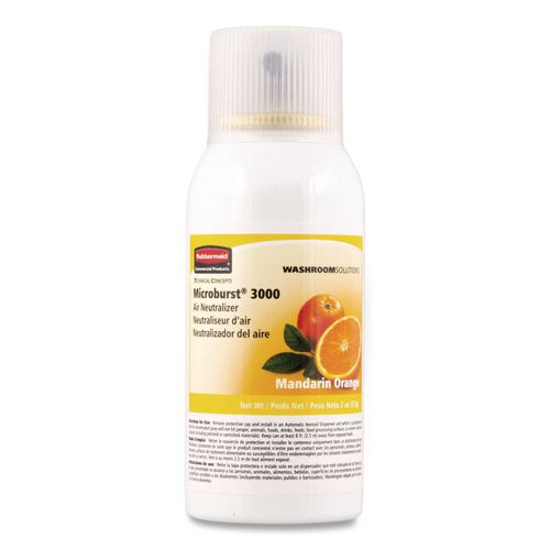 Image of Rubbermaid® Commercial FG402408 Microburst 3000 Refill, Mandarin Orange, 2 Oz Aerosol Spray, 12/carton