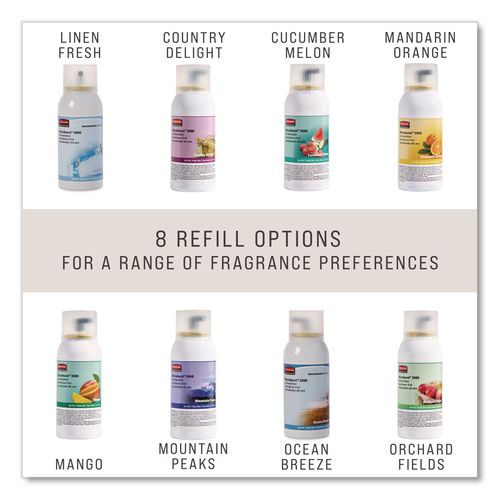 Image of Rubbermaid® Commercial FG402408 Microburst 3000 Refill, Mandarin Orange, 2 Oz Aerosol Spray, 12/carton