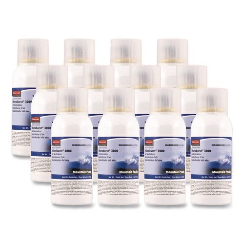Image of Rubbermaid® Commercial FG4012571 Microburst 3000 Refill, Mountain Peaks, 2 Oz Aerosol Spray, 12/carton
