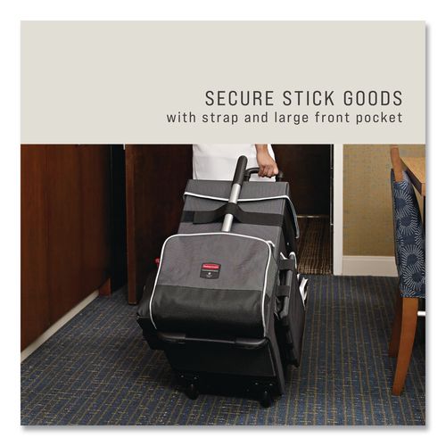 Image of Rubbermaid® Commercial 1902465 Executive Quick Clean Janitorial Cart, Synthetic Fabric, 16 Compartments, 14.25" x 16.5" x 25", Dark Gray