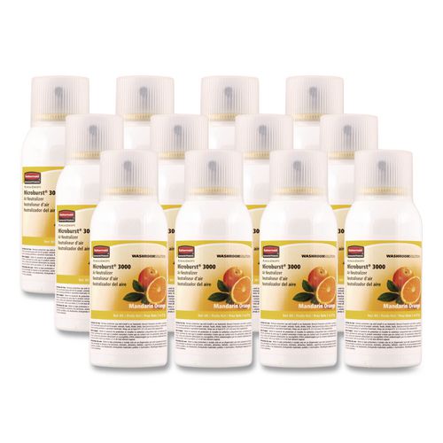 Image of Rubbermaid® Commercial FG402408 Microburst 3000 Refill, Mandarin Orange, 2 Oz Aerosol Spray, 12/carton
