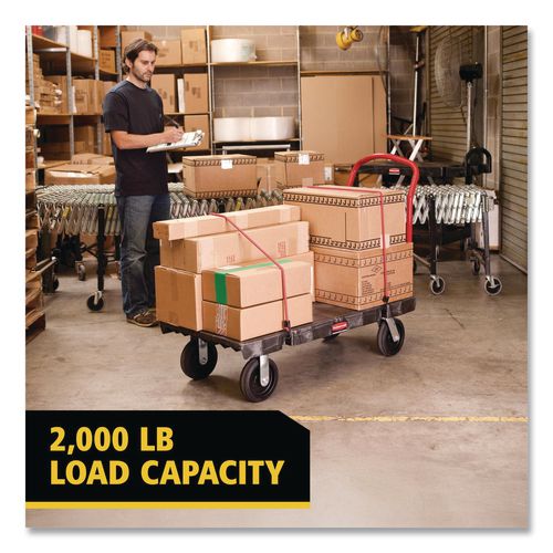 Image of Rubbermaid® Commercial FG443600BLA Heavy-Duty Platform Truck Cart, 2,000 Lb Capacity, 24 X 48 Platform, Black
