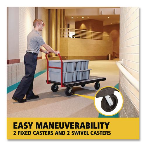 Image of Rubbermaid® Commercial FG443600BLA Heavy-Duty Platform Truck Cart, 2,000 Lb Capacity, 24 X 48 Platform, Black