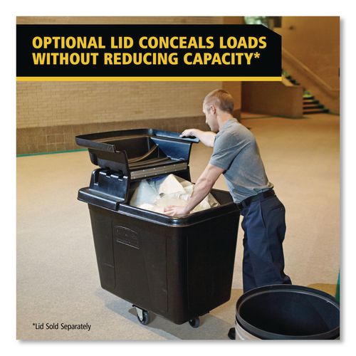 Image of Rubbermaid® Commercial FG461600BLA Cube Truck, 119.7 gal, 500 lb Capacity, Plastic/Metal, Black