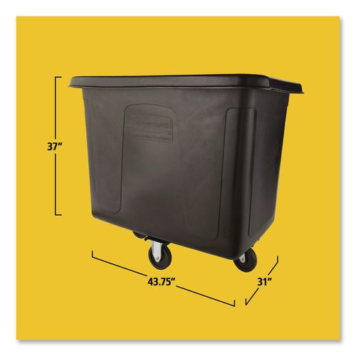 Image of Rubbermaid® Commercial FG461600BLA Cube Truck, 119.7 gal, 500 lb Capacity, Plastic/Metal, Black