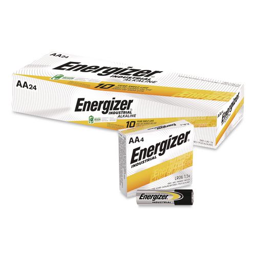 Image of Energizer® EN91 Industrial Alkaline AA Batteries, 1.5 V, 4/Pack, 6 Packs/Box