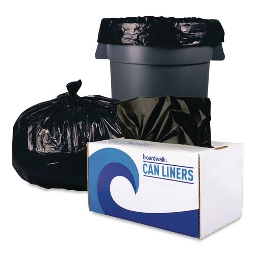 Image of Boardwalk® X7658SKKK01 Reprocessed Resin Can Liners, 60 gal, 1.2 mil, 38 x 58, Black, 50 Bags/Carton