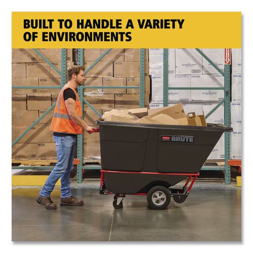 Image of Rubbermaid® Commercial FG131500BLA 1 cu yd BRUTE Rotomolded Tilt Truck, 1,250 lb Capacity, Black