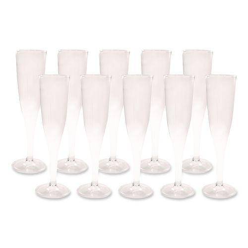 Image of Tablemate® 0244Z Plastic Champagne Glasses, 5 Oz, Clear, 10/pack