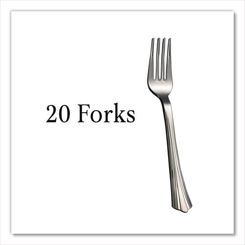 Image of Tablemate® 8305A-SV Sterling Assorted Plastic Cutlery, Mediumweight, (20) Forks/(15) Knives/(15) Spoons, Plastic, Silver, 50/Pack