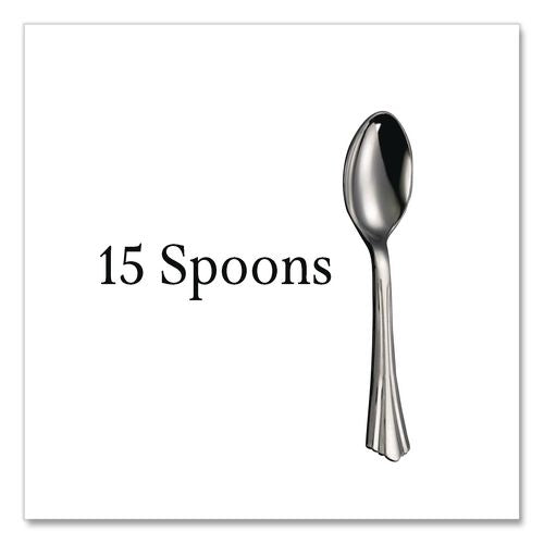 Image of Tablemate® 8305A-SV Sterling Assorted Plastic Cutlery, Mediumweight, (20) Forks/(15) Knives/(15) Spoons, Plastic, Silver, 50/Pack