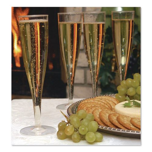 Image of Tablemate® 0244Z Plastic Champagne Glasses, 5 Oz, Clear, 10/pack