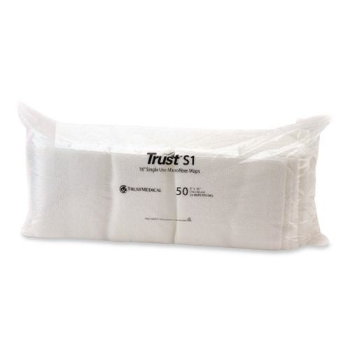 Image of TrustMedical TMMP446018 Freedom S1 Disposable Microfiber Wet/dry Dust Mop Pads, 18 X 5, White, 50 Pads/bag, 10 Bags/carton
