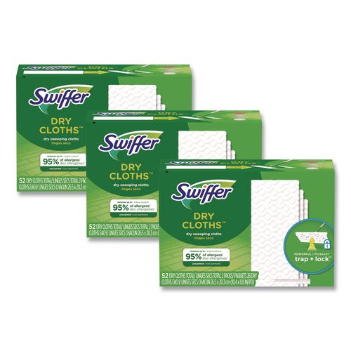 Image of Swiffer® 81216 Dry Refill Cloths, 10.4 x 8, White, 52/Box, 3 Boxes/Carton