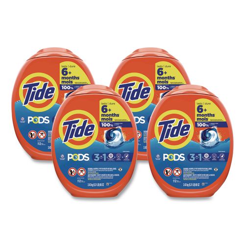 Image of Tide® 80870814 Pods, HE Compatible, Tide Original, 85 oz, 112 Pods/Tub, 4 Tubs/Carton