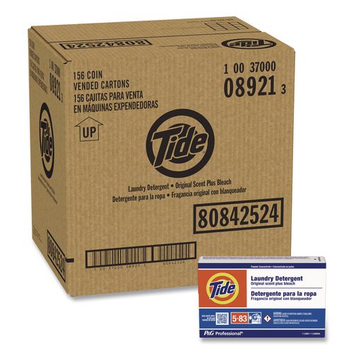 Image of Tide® PRO 80842524 Powder Laundry Detergent Plus Bleach, HE Compatible, Original Scent, 1.1 oz Vending Box, 156/Carton