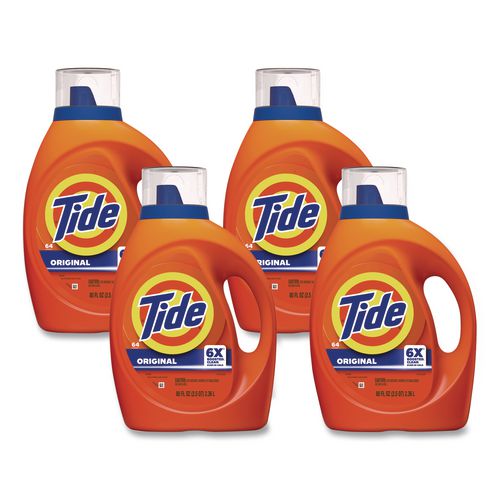 Image of Tide® 80880550 Liquid Laundry Detergent, Original Scent, 64 Loads, 80 oz Bottle, 4/Carton