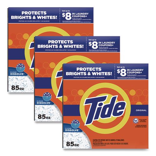 Image of Tide® 80811552 He Laundry Detergent, Original Scent, Powder, 85 Oz Box, 3/carton