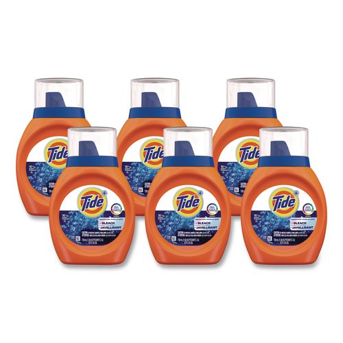 Image of TideÂ® Plus Bleach Alternative Liquid Laundry Detergent, HE Compatible, 16 Loads, Original Scent, 25 oz Bottle, 6/Carton