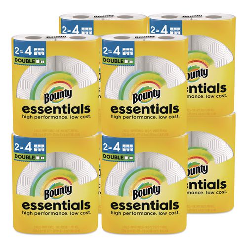 Image of Bounty® 80782402 Essentials Select-A-Size Kitchen Roll Paper Towels, 2-Ply, White, 108 Sheets/Roll, 2/Pack, 8 Packs/Carton