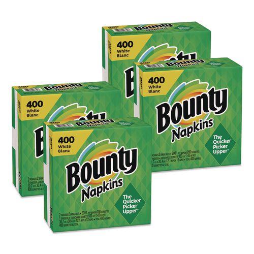 Image of Bounty® 80335351 Quilted Napkins, 1-Ply, 12.1 x 12, White, 400/Pack, 4 Packs/Carton