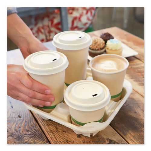 Image of World Centric® Fiber Lids for Cups, Fits 10 to 20 oz Hot Cups, Natural, 1,000/Carton