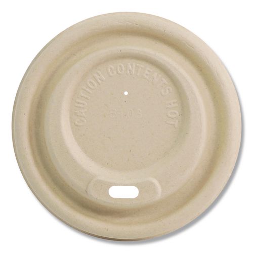 Image of World Centric® Fiber Lids for Cups, Fits 10 to 20 oz Hot Cups, Natural, 1,000/Carton