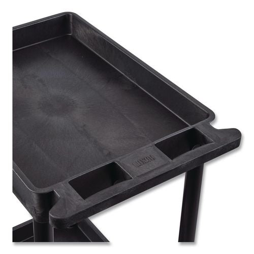 Image of Luxor STC111-B ENDURA Three-Shelf Utility Cart, Plastic, 300 lb Capacity, 26.5" x 18.5" x 39.25", Black