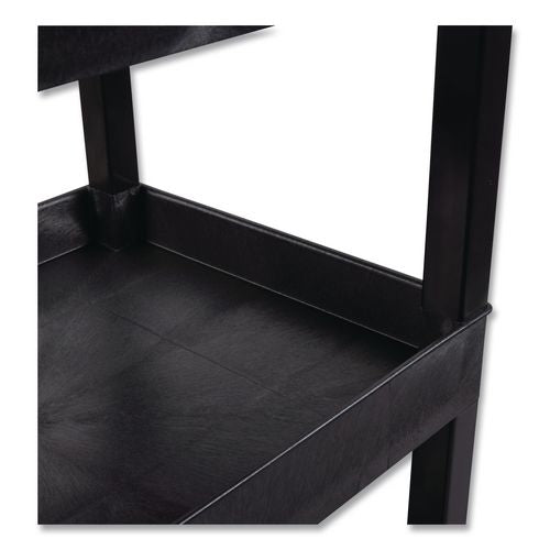 Image of Luxor STC111-B ENDURA Three-Shelf Utility Cart, Plastic, 300 lb Capacity, 26.5" x 18.5" x 39.25", Black