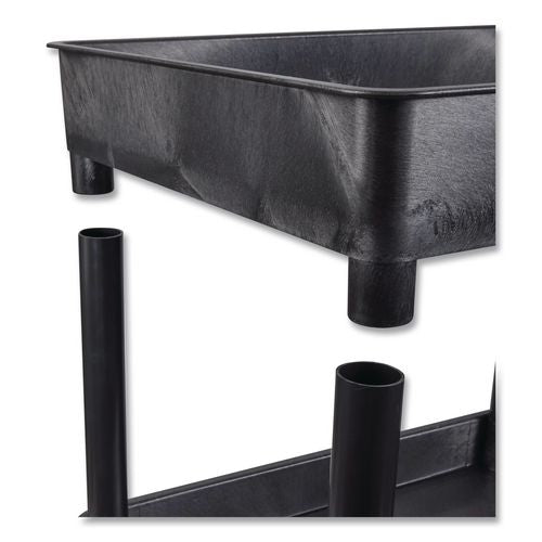 Image of Luxor STC111-B ENDURA Three-Shelf Utility Cart, Plastic, 300 lb Capacity, 26.5" x 18.5" x 39.25", Black
