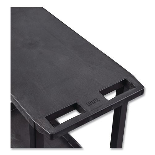 Image of Luxor EC222-B TUFFY XL Three-Shelf Multipurpose Utility Cart, Plastic, 300 lb Capacity, 35.25" x 18" x 34.5", Black