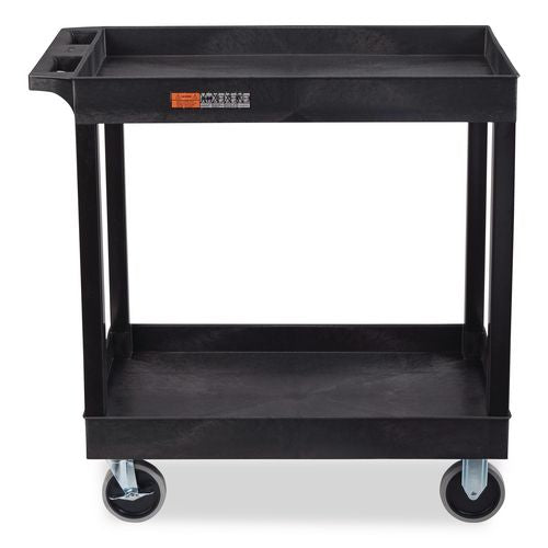 Image of Luxor EC11HD-B TUFFY XL Two-Shelf Heavy-Duty Multipurpose Utility Cart, Plastic, 500 lb Capacity, 35.25" x 18" x 35.5", Black