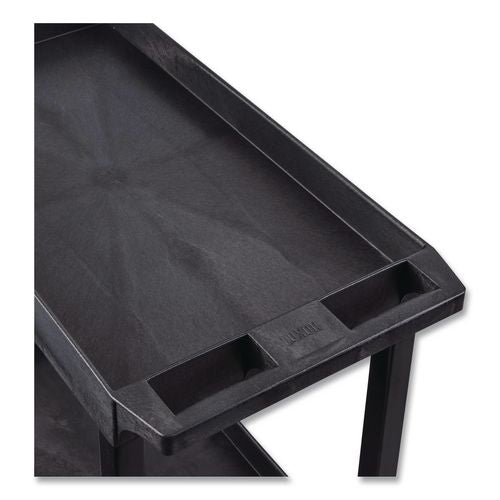 Image of Luxor EC11HD-B TUFFY XL Two-Shelf Heavy-Duty Multipurpose Utility Cart, Plastic, 500 lb Capacity, 35.25" x 18" x 35.5", Black