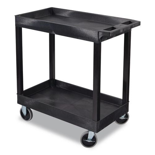 Image of Luxor EC11HD-B TUFFY XL Two-Shelf Heavy-Duty Multipurpose Utility Cart, Plastic, 500 lb Capacity, 35.25" x 18" x 35.5", Black