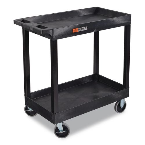 Image of Luxor EC11HD-B TUFFY XL Two-Shelf Heavy-Duty Multipurpose Utility Cart, Plastic, 500 lb Capacity, 35.25" x 18" x 35.5", Black