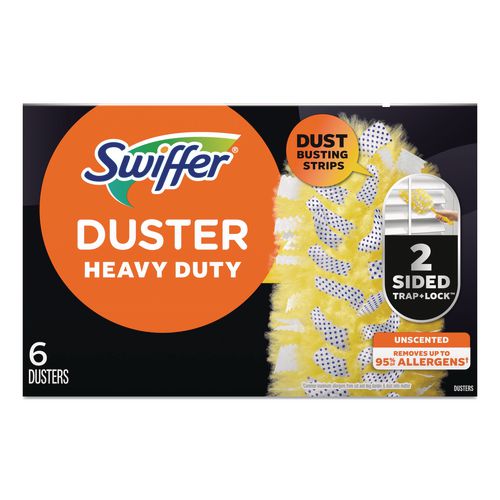 Image of Swiffer® 21620 Heavy Duty Dusters Refill, Dust Lock Fiber, Unscented, Yellow, 6/Box, 4 Boxes/Carton