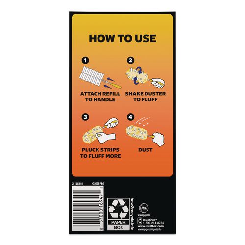 Image of Swiffer® 21620 Heavy Duty Dusters Refill, Dust Lock Fiber, Unscented, Yellow, 6/Box, 4 Boxes/Carton