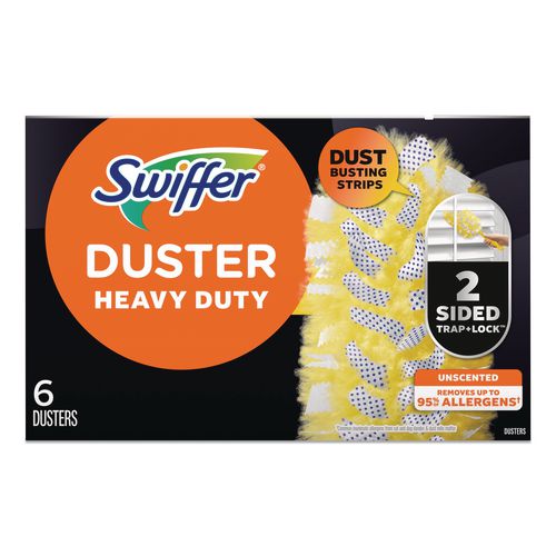 Image of Swiffer® 21620BX Heavy Duty Dusters Refill, Dust Lock Fiber, Unscented, Yellow, 6/Box